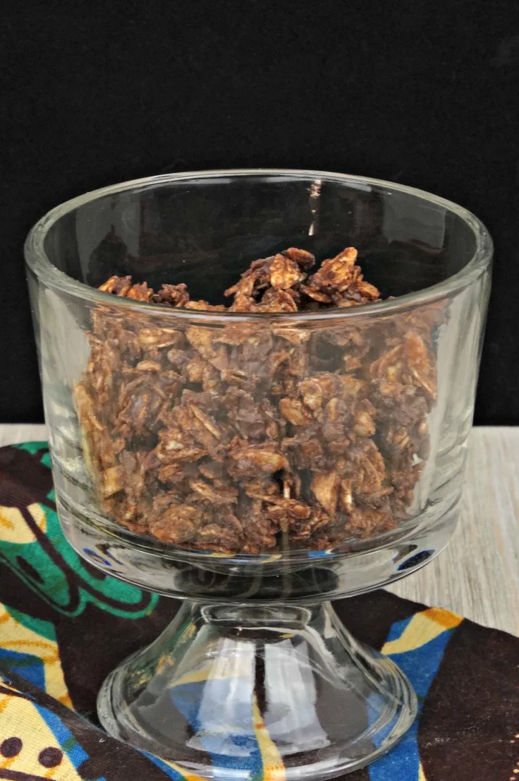 This Mocha Granola recipe features a hint of dark chocolate, rich coffee undertones and sweet almonds!