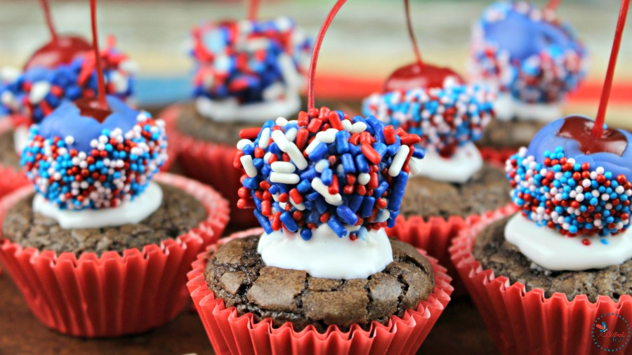 patriotic brownie bombs close up
