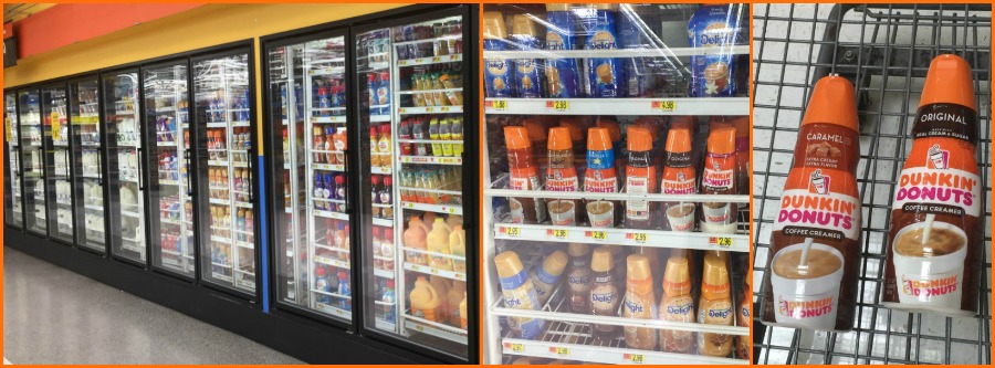 Dunkin Donuts Coffee Creamer in cooler at Walmart