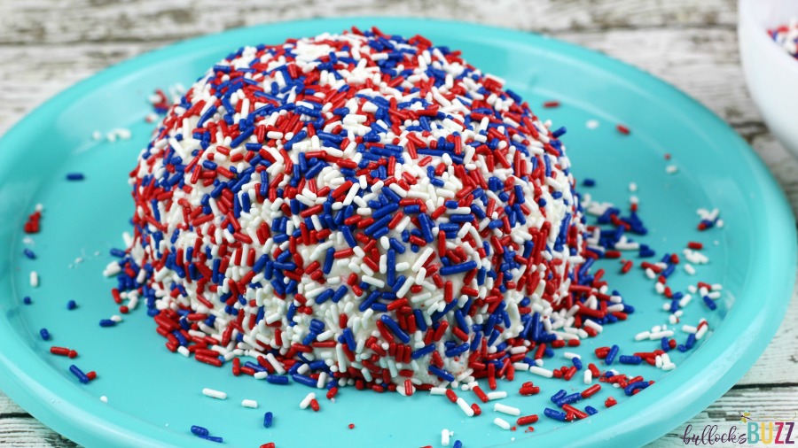 Patriotic Funfetti Cake Cheese Ball roll ball in jimmies