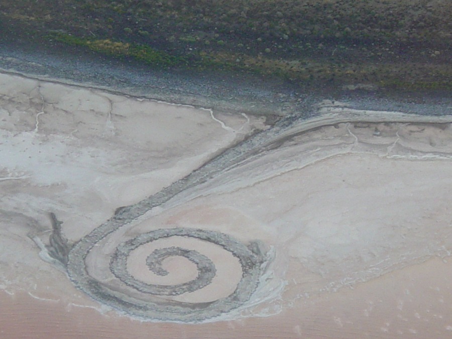 The Spiral Jetty land art in Box Elder County