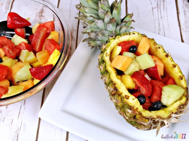 Pineapple Boat Fruit Salad with Sherbet Tropical Dessert