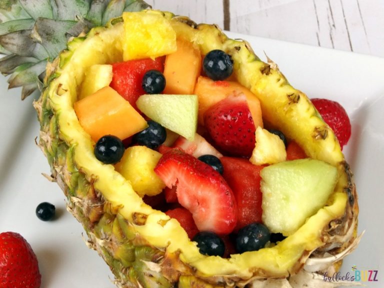 Pineapple Boat Fruit Salad with Sherbet Tropical Dessert