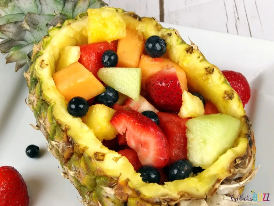Pineapple Boat Fruit Salad so colorful!