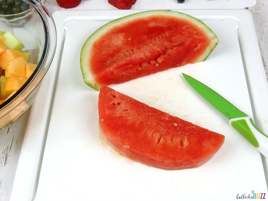 Pineapple Boat Fruit Salad dice watermelon