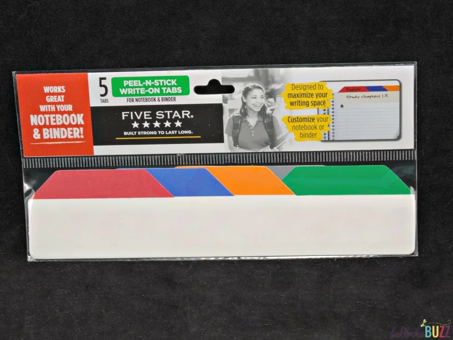 peel-n-stick write on tabs school supplies from Five Star