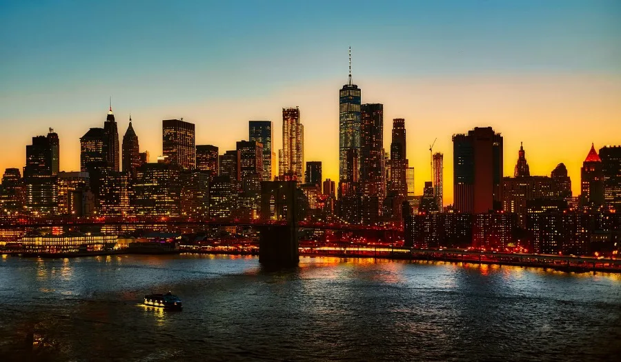 visiting new york city at sunset