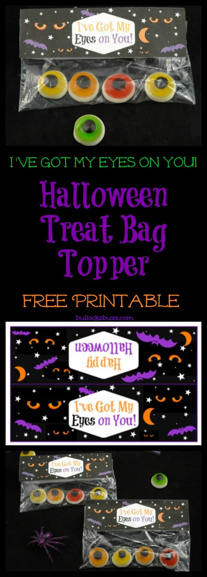 Paired with eyeball candy, cookies or toys, these frightfully fun Halloween Treat Bag Toppers will make a spook-tacular Halloween treat! Don't forget to click thru to the blog to get your free printable treat bag toppers!