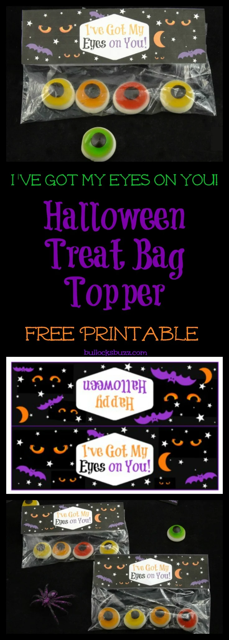 Paired with eyeball candy, cookies or toys, these frightfully fun Halloween Treat Bag Toppers will make a spook-tacular Halloween treat! Don't forget to click thru to the blog to get your free printable treat bag toppers!