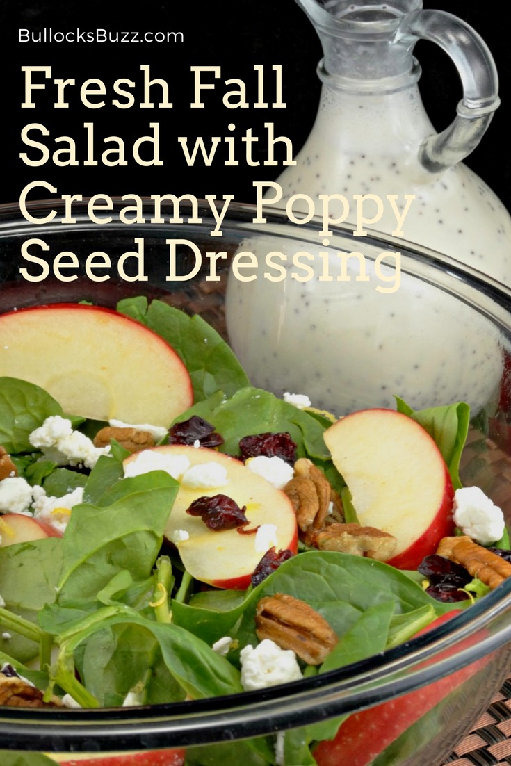 Crisp apples, sweet dried cranberries, hearty walnuts and goat cheese come together in this fresh Fall salad with a delectable creamy poppy seed dressing.