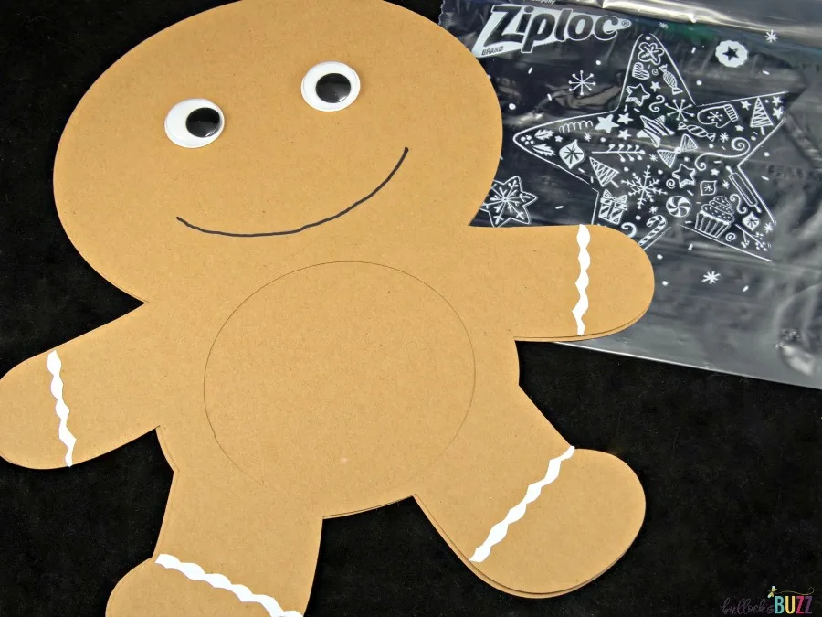 Ziploc Holiday Bags Gingerbread Man Candy Card use glue and markers to decorate top gingerbread man