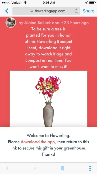 flowerling app message when received