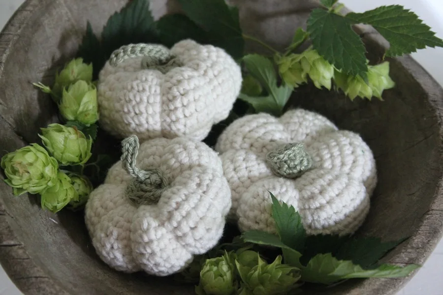 make all sorts of things with knitting and crocheting like these pumpkins