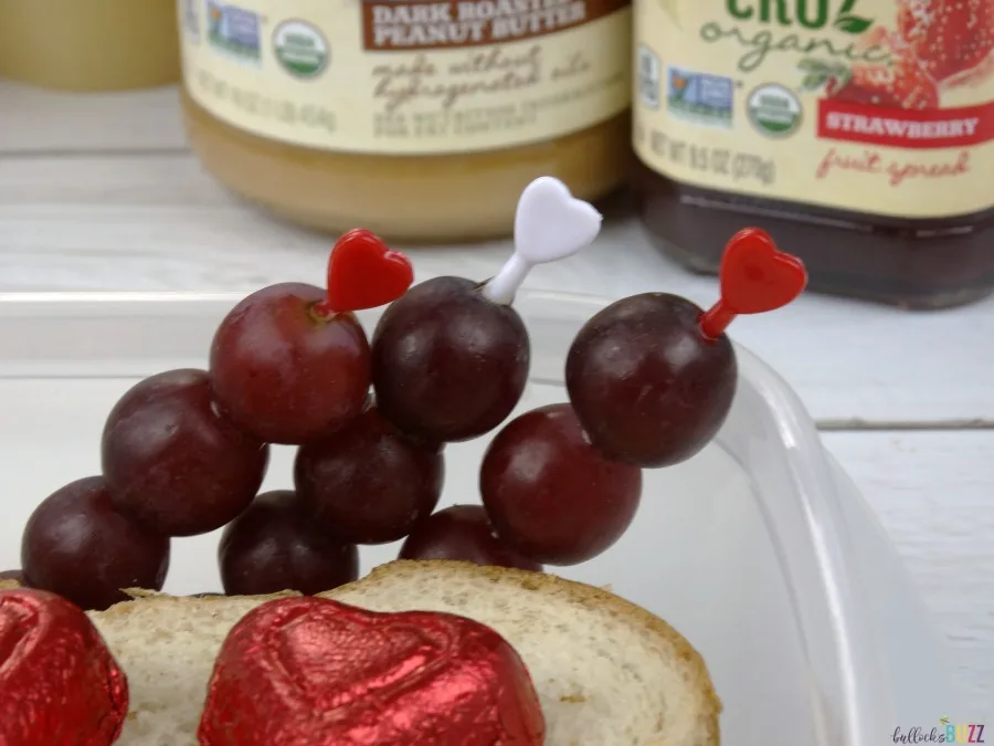 Valentine's Day Lunch for Kids grapes on Cupids Arrow skewers