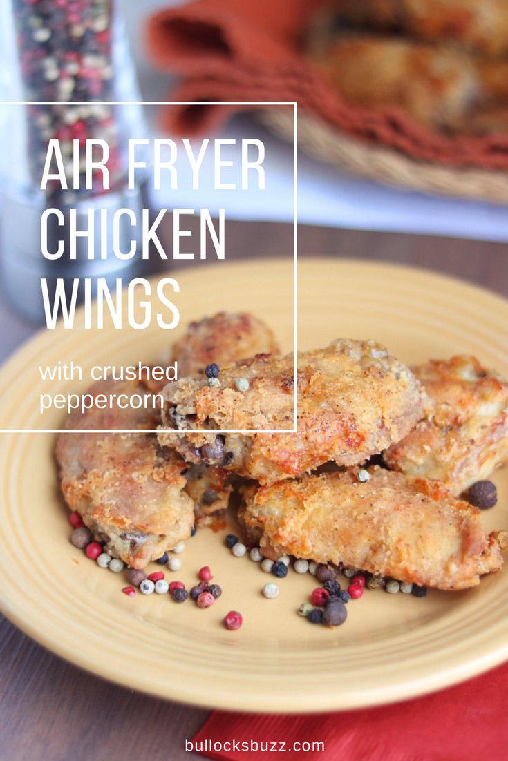 Seasoned with a simple, yet delicious blend of spices, these Air Fryer Chicken Wings with Crushed Peppercorn are great as an appetizer or a main course. Healthier then deep frying, these light, crispy textured wings are amazing!