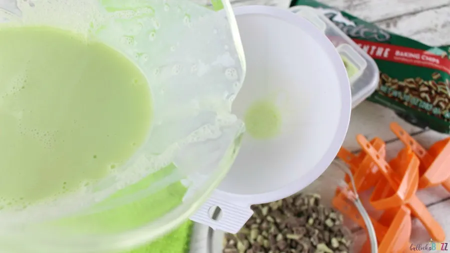 Chocolate Mint Popsicles carefully add mix to molds