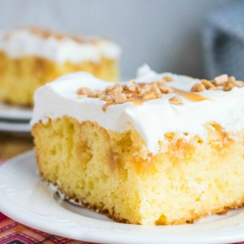 Caramel Toffee Poke Cake