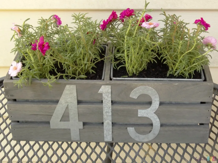 diy house number planter add pots to crate