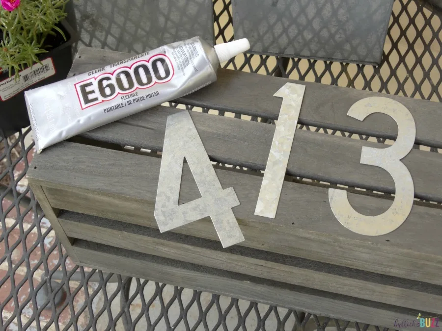diy house number planter glue house numbers on crate