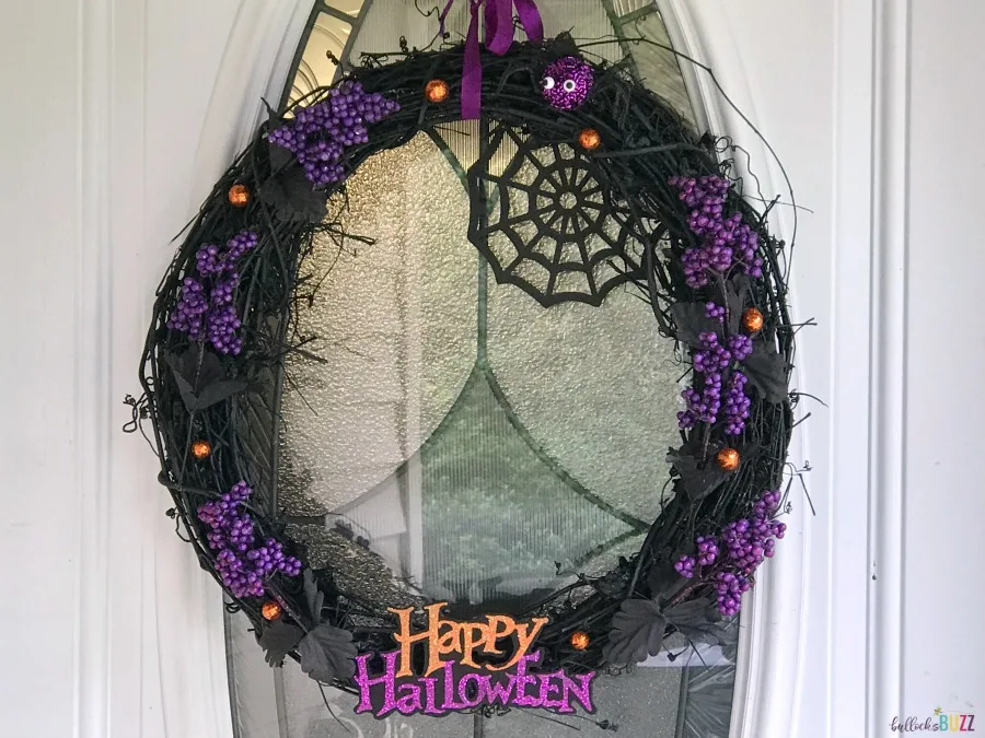 Black and Purple Halloween Wreath finished