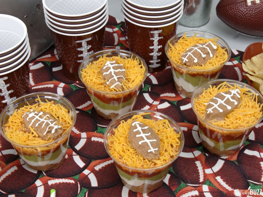 Individual Five Layer Football Party Dip Cups finished