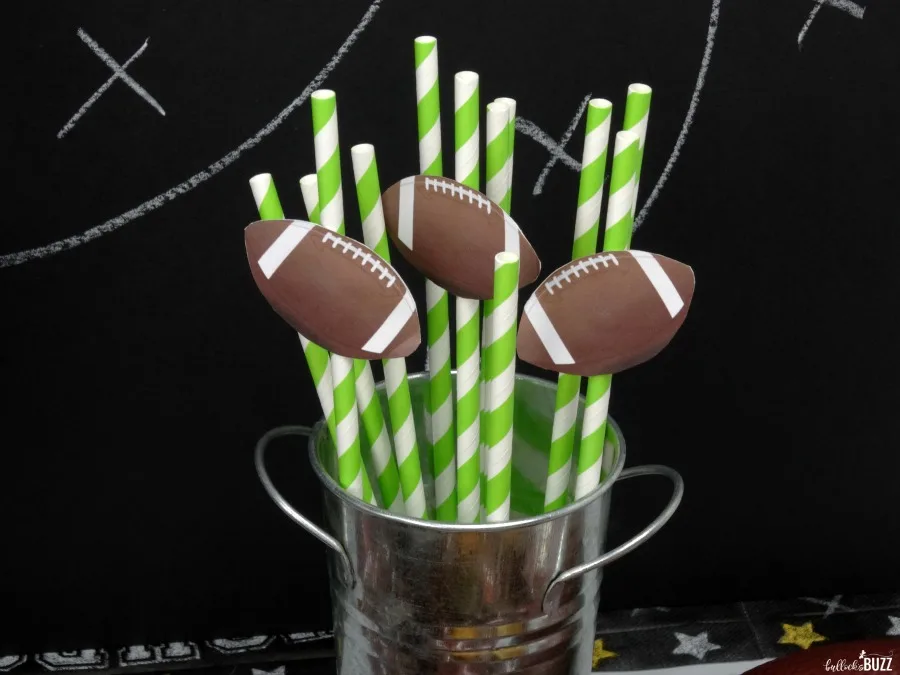 printable diy football straw toppers on straws