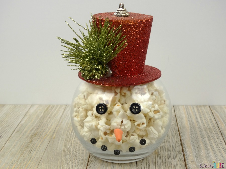 popcorn snowman jar holiday decor add hat as lid