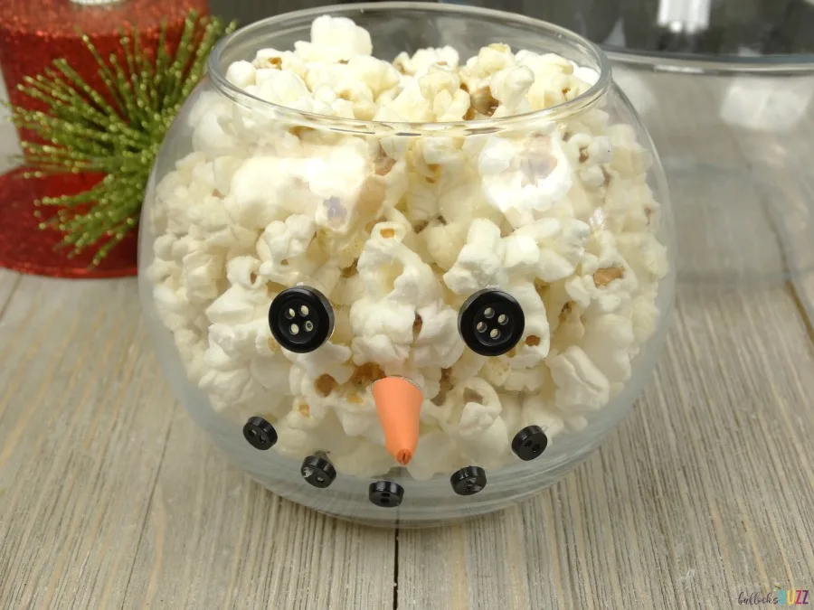 popcorn snowman jar holiday decor fill with popcorn