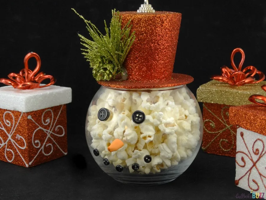 simple popcorn snowman jar holiday craft and decor