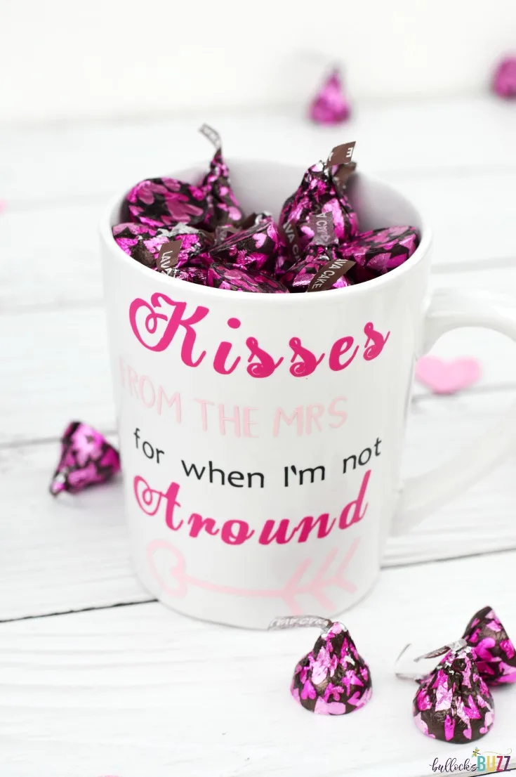 hand crafted DIY Valentine's Day gift idea Kisses From the Mrs Valentine's Day Mug