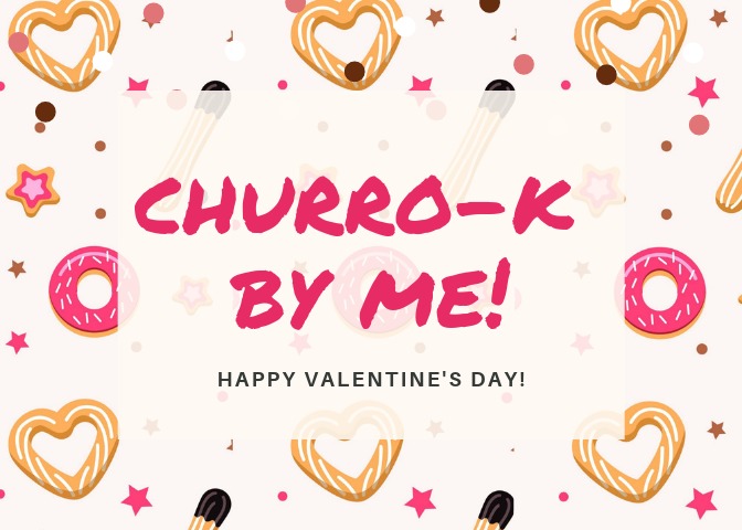 free printable valentine's day card close up churro-k by me