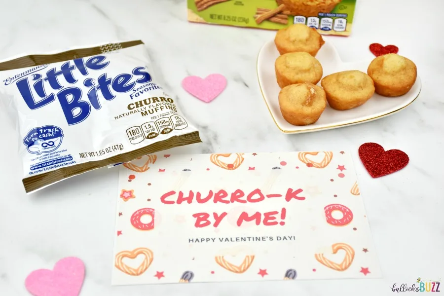 printable valentine's day card with little bites churro muffins