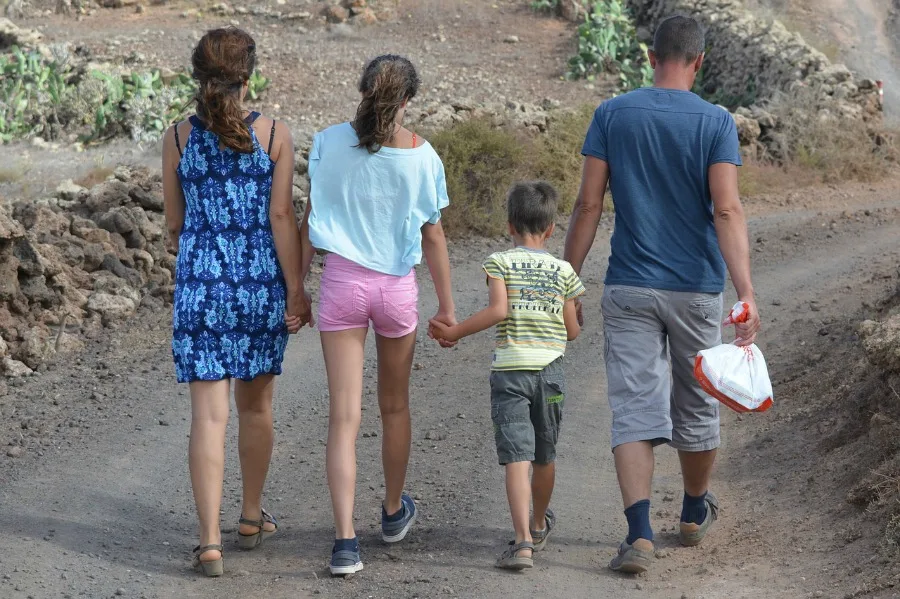 family taking a walk