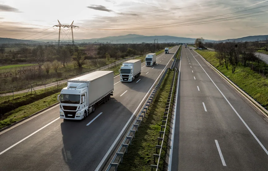 trucks on highways delivering products for same-day shipping services