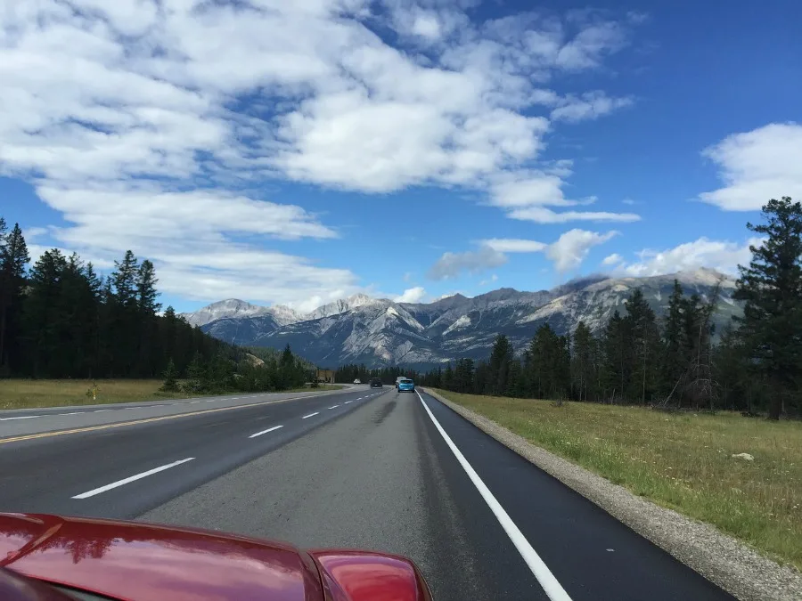 car trip on scenic road