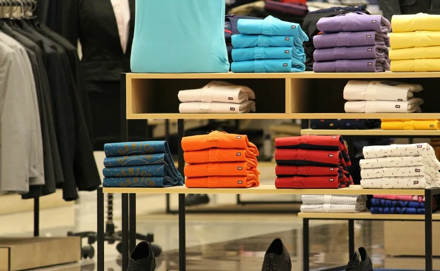 t-shirts on a shelf