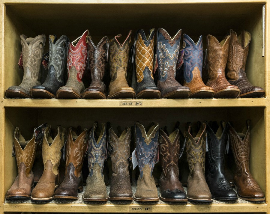 western boots on shelf