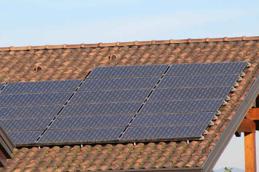 solar panels on roof