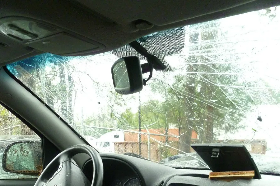 a damaged windshield