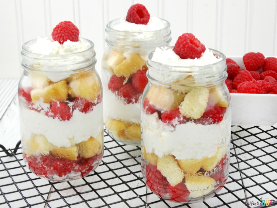 raspberry shortcake dessert jars