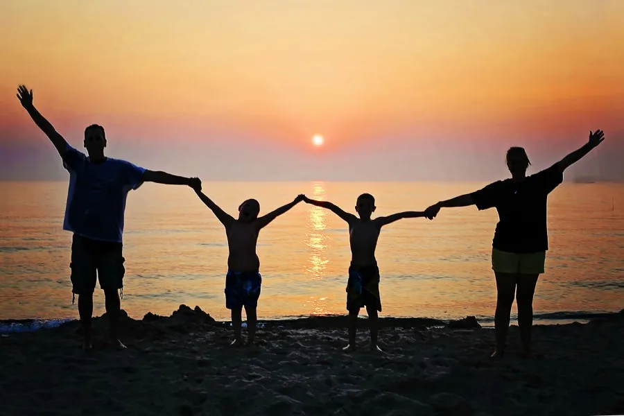 family on the beach