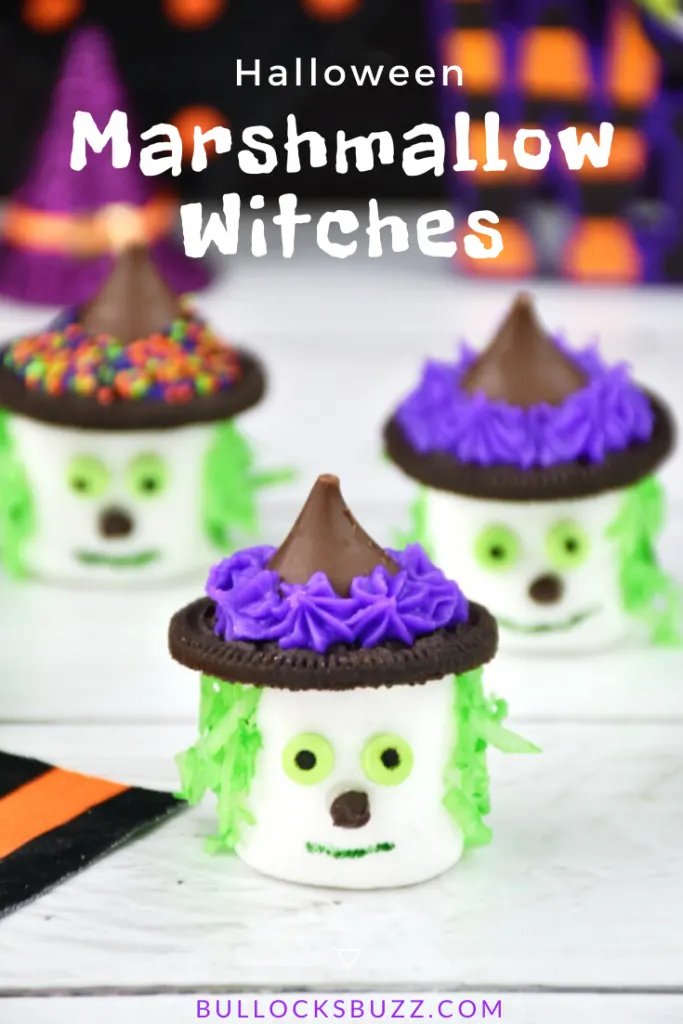 Halloween Marshmallow Witches are frightfully fun and dreadfully delicious! These faBOOlous no-bake Halloween treats are perfect for Halloween celebrations, class parties, and spooktacular after school snacks. Best of all, they're eerily easy to make! #Halloween #HalloweenTreat #marshmallowtreats