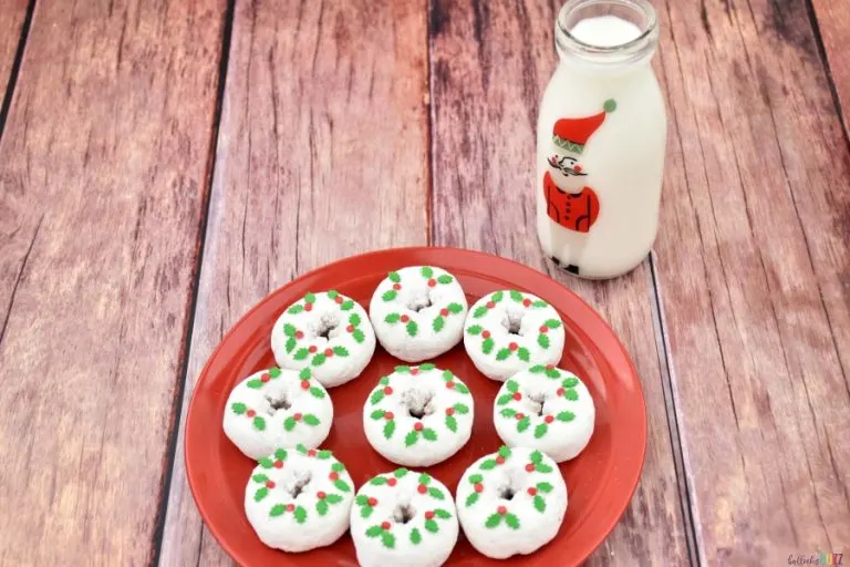 Christmas Wreath Donuts on plate