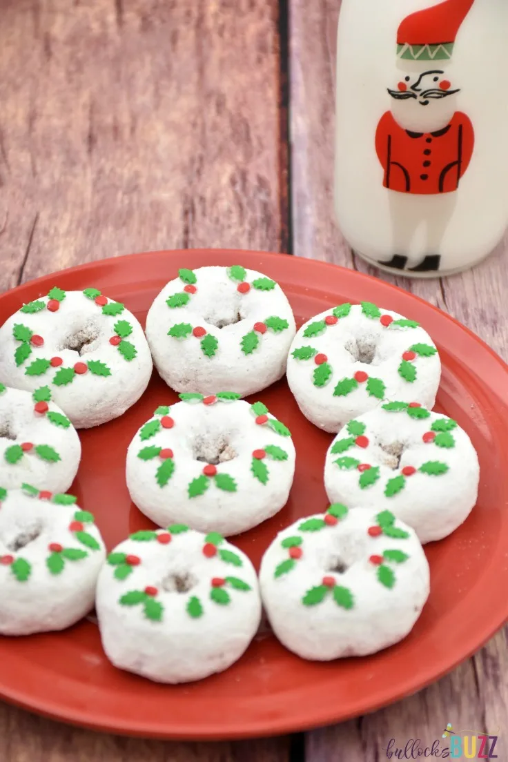 Christmas Wreath Donuts are an easy and festive holiday party food!