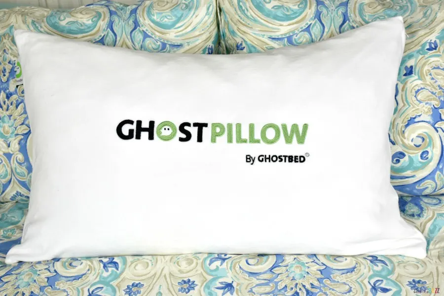 GhostPillow faux down pillow on bed