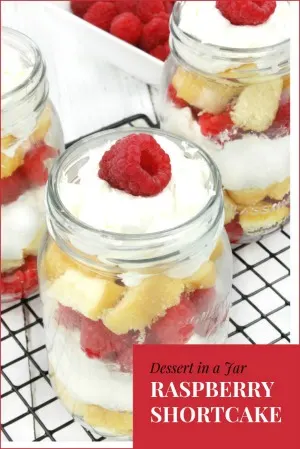 Fresh raspberries layered with clouds of rich, fluffy whipped cream and sweet vanilla pound cake make this Raspberry Shortcake in a jar sinfully delicious and the perfect Valentine's Day dessert!