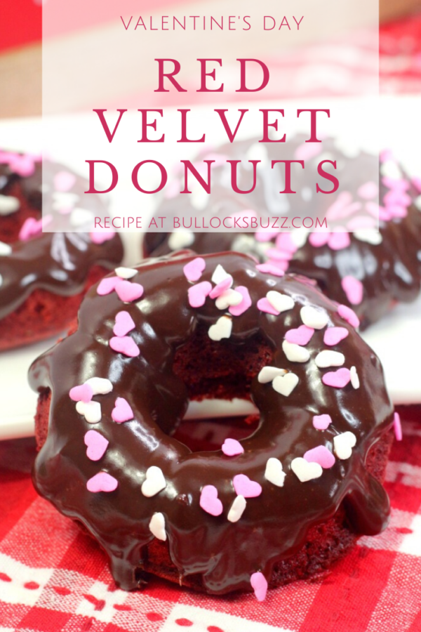 Red Velvet Donuts Topped with Chocolate Ganache - Bullock's Buzz