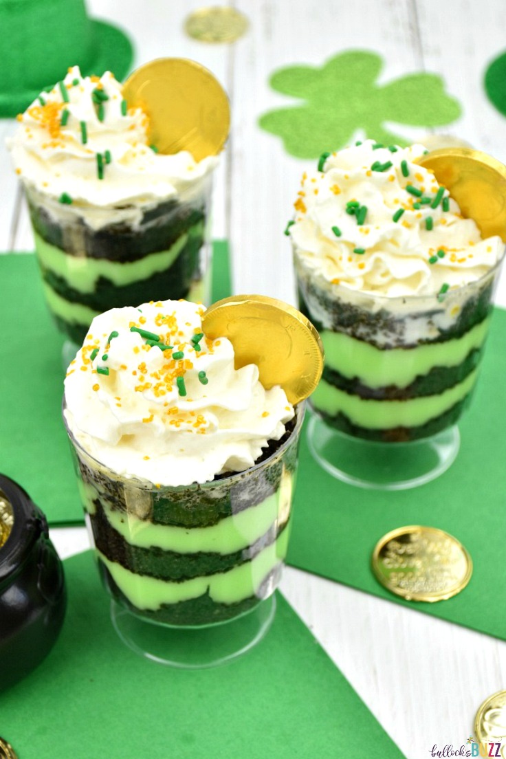 Layer after layer of mint chocolate deliciousness, these individual Mint Chocolate Trifles are the perfect St. Patrick’s Day dessert!