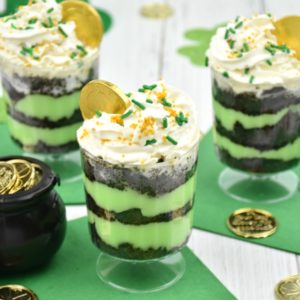 easy St. Patrick's Day dessert recipe Mint Chocolate Trifles