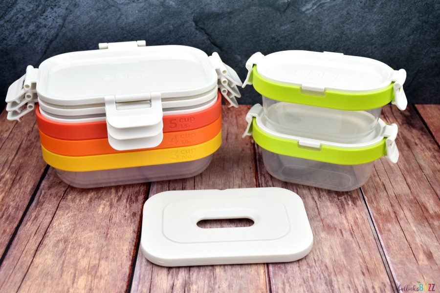 Zoku Neat Stack storage containers with lids and freezer pack